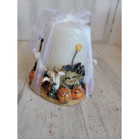 Vintage rustic pillar ghost candle Halloween prop home decor - Picture 7 of 9